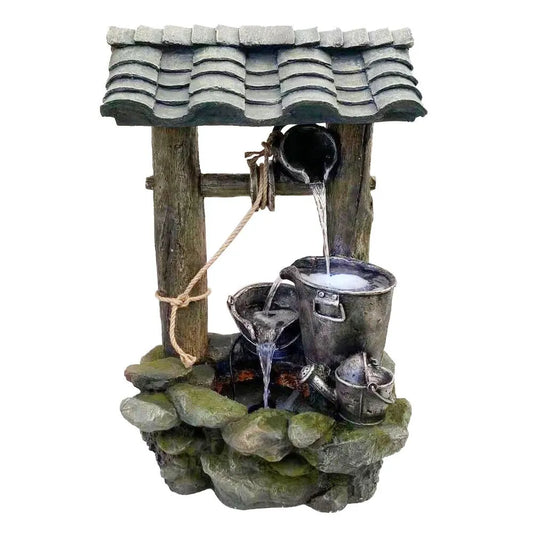 Antique Wishing Well LED Water Feature with Bucket