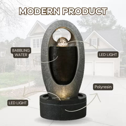 Modern Orb Glow Crystal Oval LED Light Water Feature