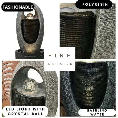 Modern Orb Glow Crystal Oval LED Light Water Feature