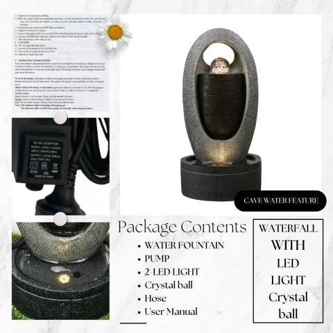 Modern Orb Glow Crystal Oval LED Light Water Feature