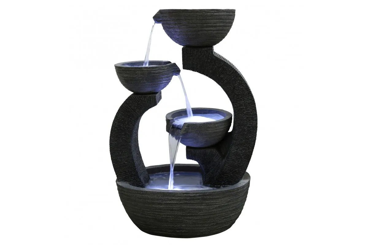 Modern Arch Tiered Bowls LED Light Water Feature