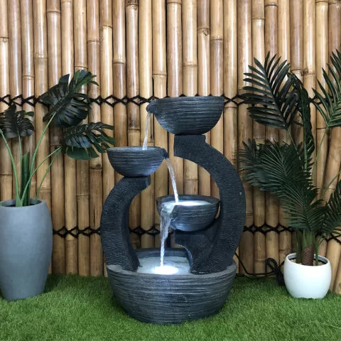 Modern Arch Tiered Bowls LED Light Water Feature