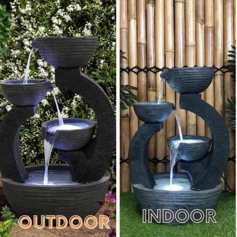 Modern Arch Tiered Bowls LED Light Water Feature