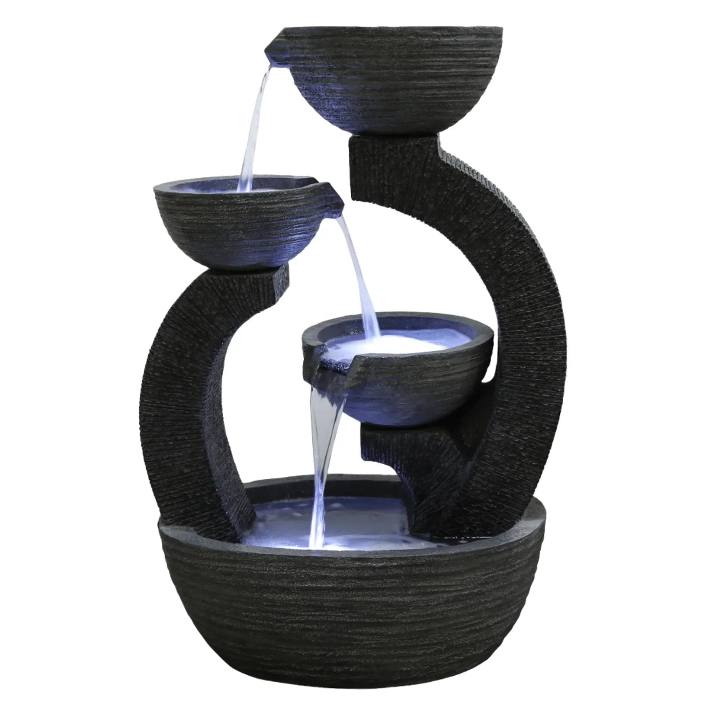 Modern Arch Tiered Bowls LED Light Water Feature