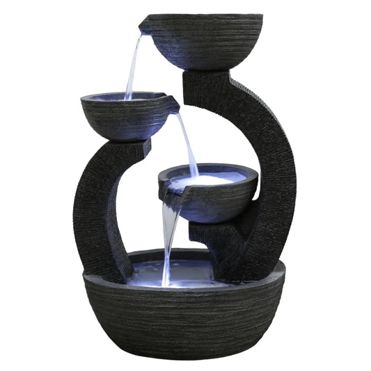 Modern Arch Tiered Bowls LED Light Water Feature