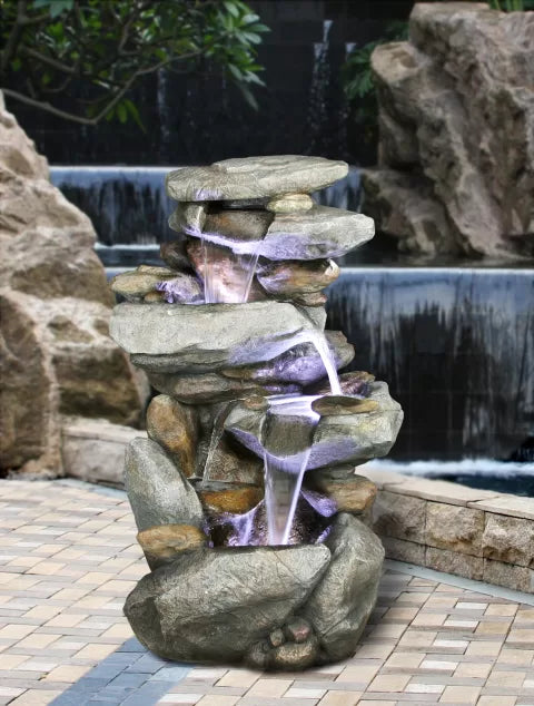 Mountain Stream Layered Rock LED Light Water Fountian