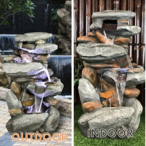 Mountain Stream Layered Rock LED Light Water Fountian