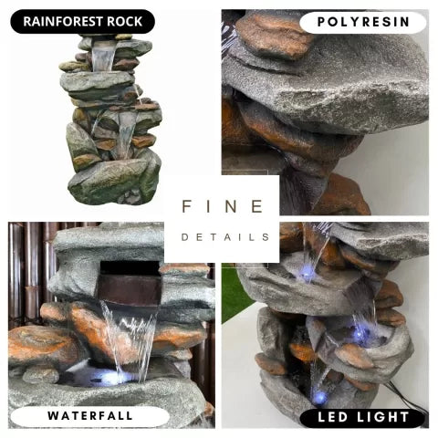 Mountain Stream Layered Rock LED Light Water Fountian