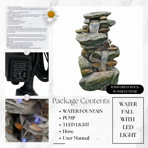 Mountain Stream Layered Rock LED Light Water Fountian