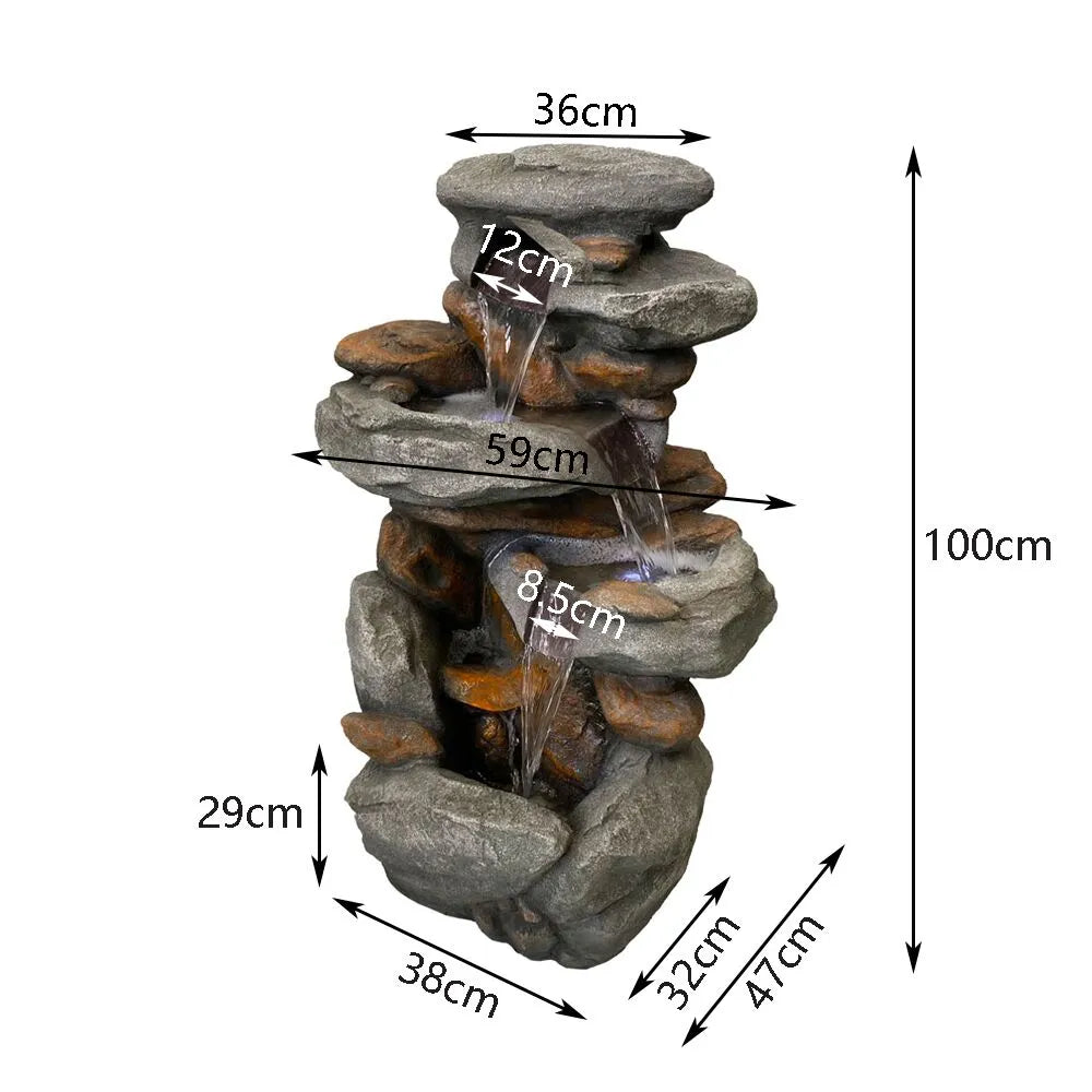 Mountain Stream Layered Rock LED Light Water Fountian