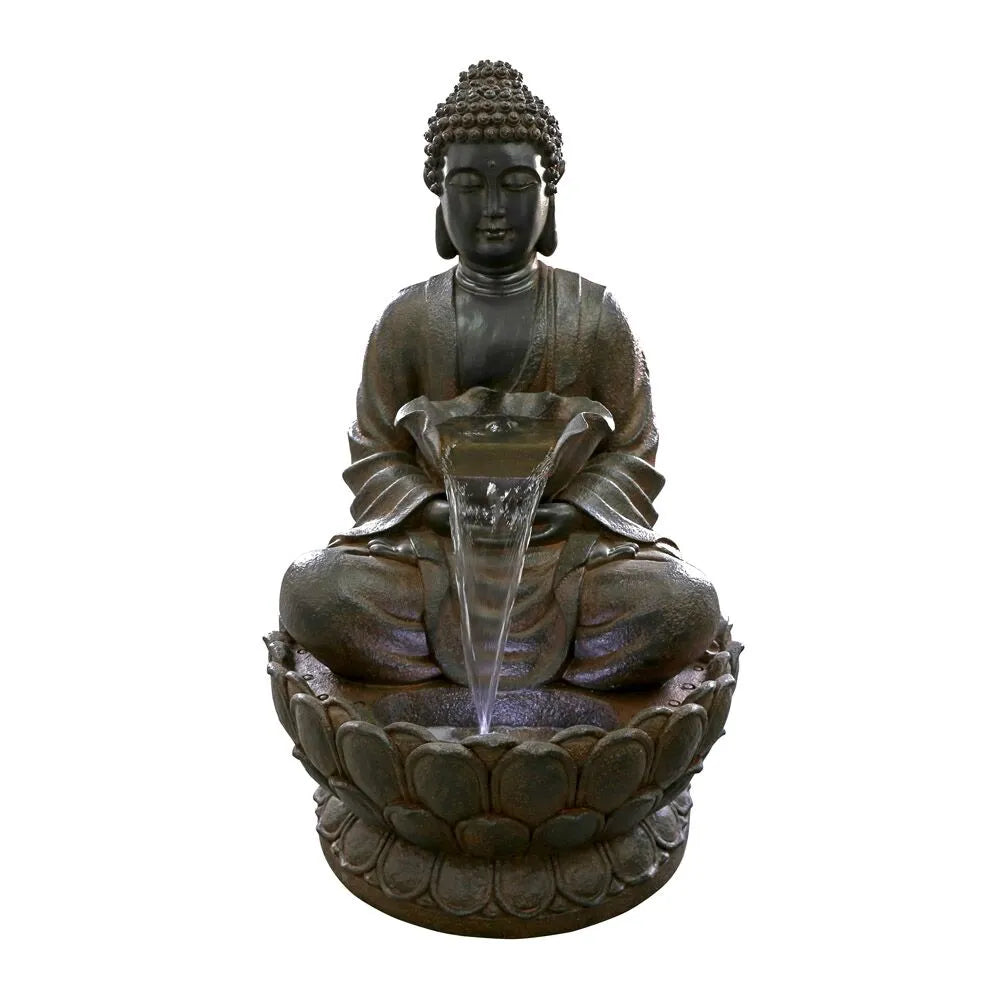 Zenora Buddha Bowl LED Light Water Feature with Lotus