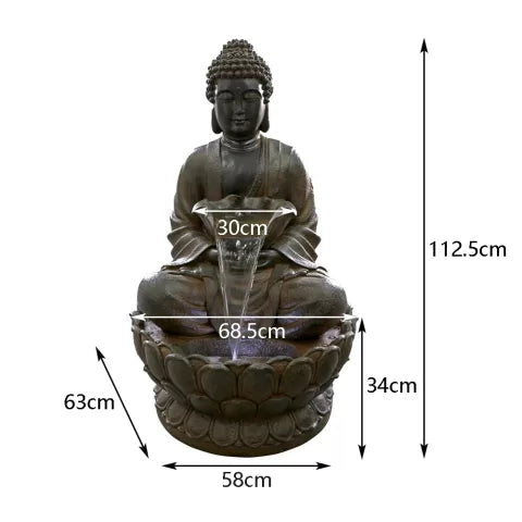 Zenora Buddha Bowl LED Light Water Feature with Lotus