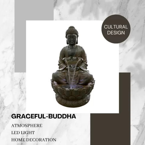 Zenora Buddha Bowl LED Light Water Feature with Lotus