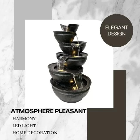 Modern Cascading Zen bowls  Water Feature with LED Light