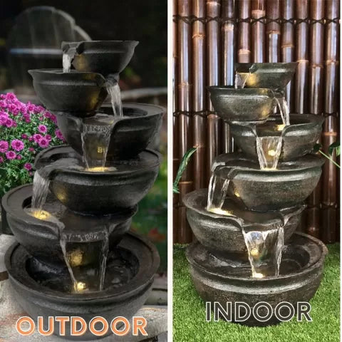 Modern Cascading Zen bowls  Water Feature with LED Light