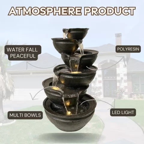 Modern Cascading Zen bowls  Water Feature with LED Light