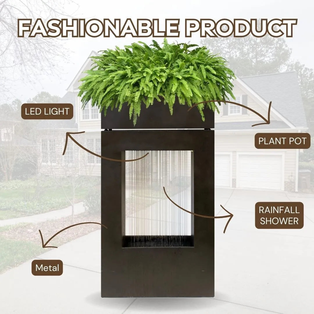 Modern Rain Curtain Water Feature with LED Light