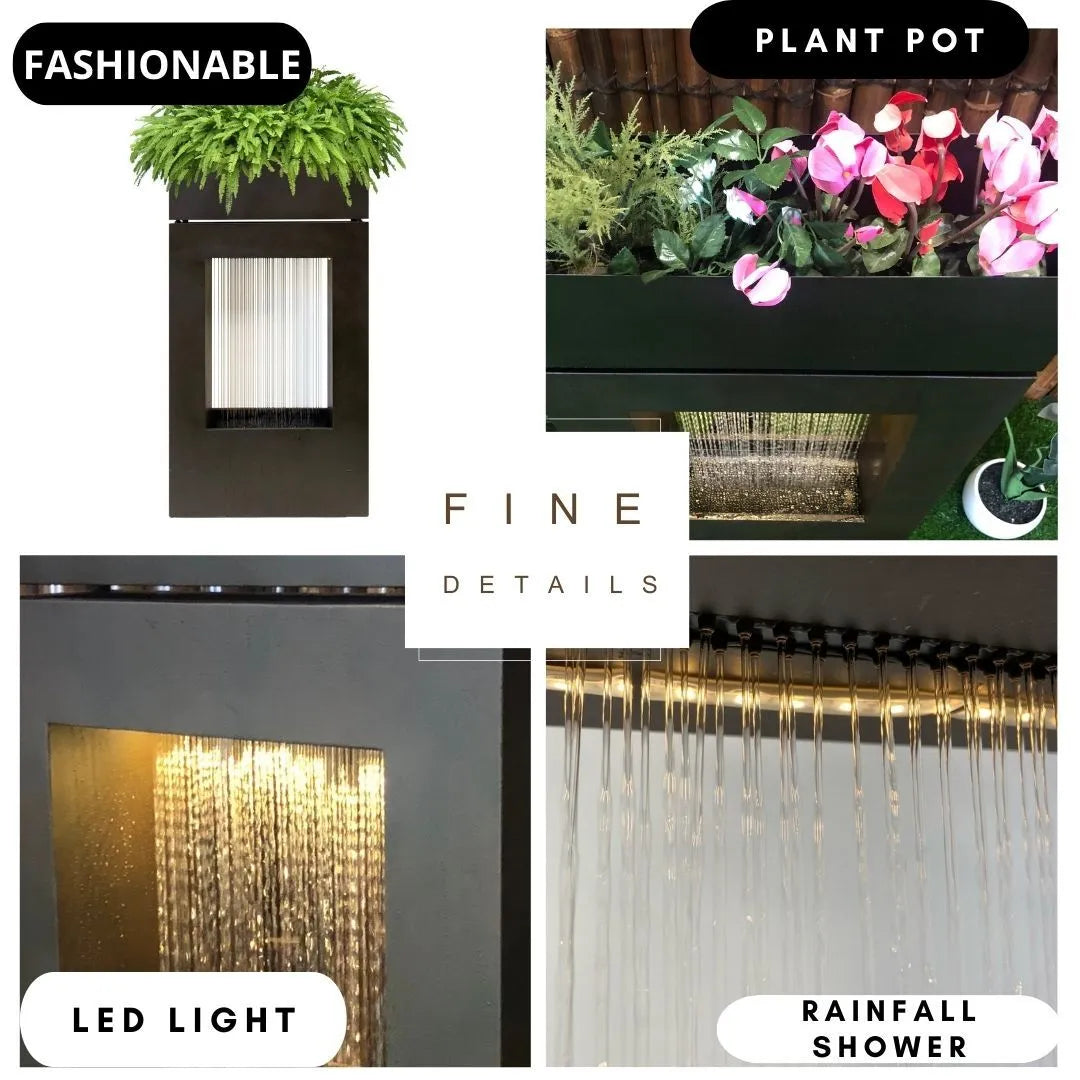 Modern Rain Curtain Water Feature with LED Light