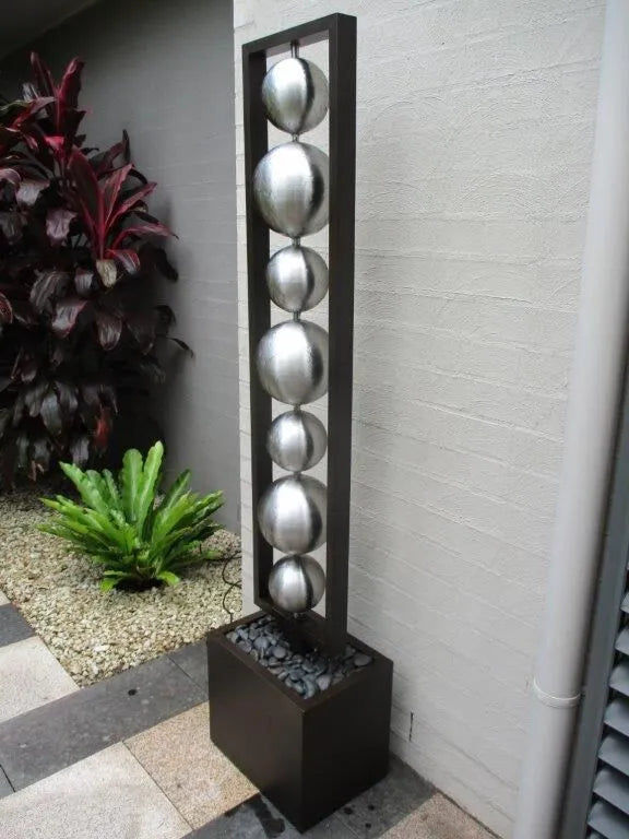 Steel Balls Water Feature with Metal Base