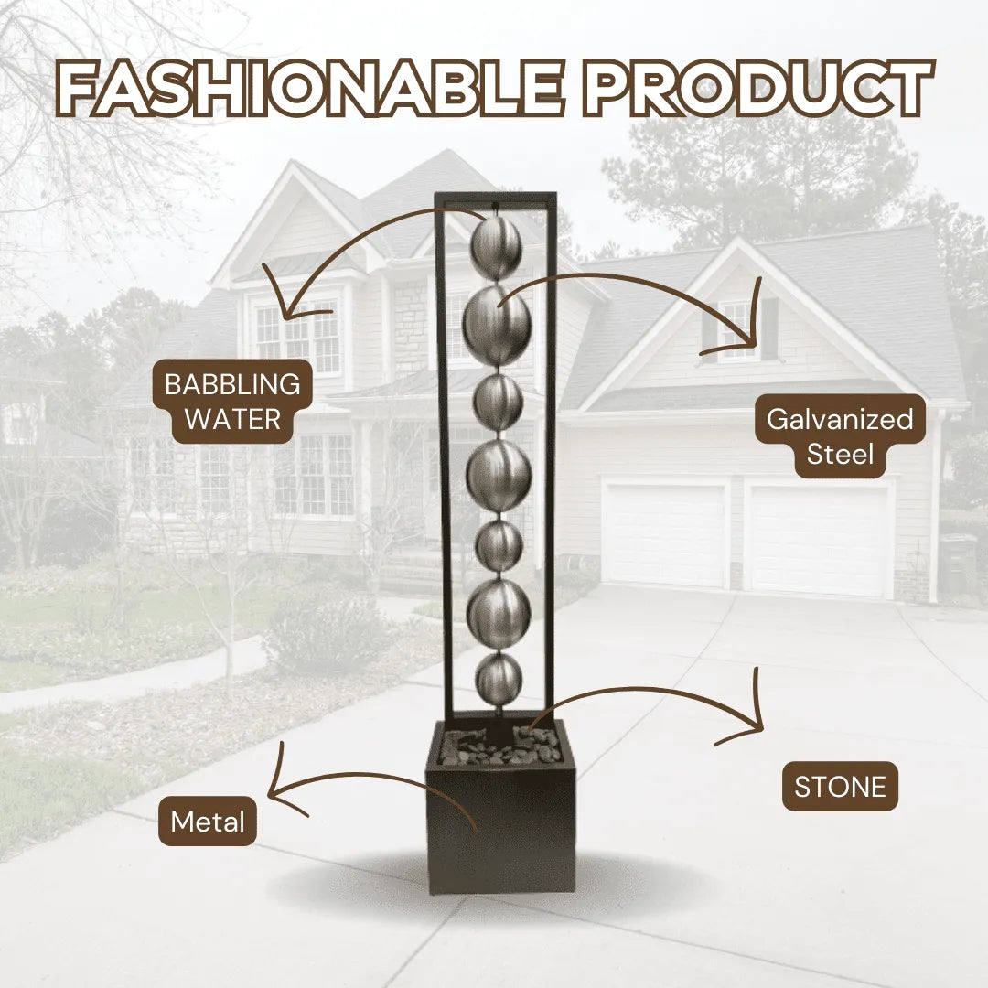 Steel Balls Water Feature with Metal Base