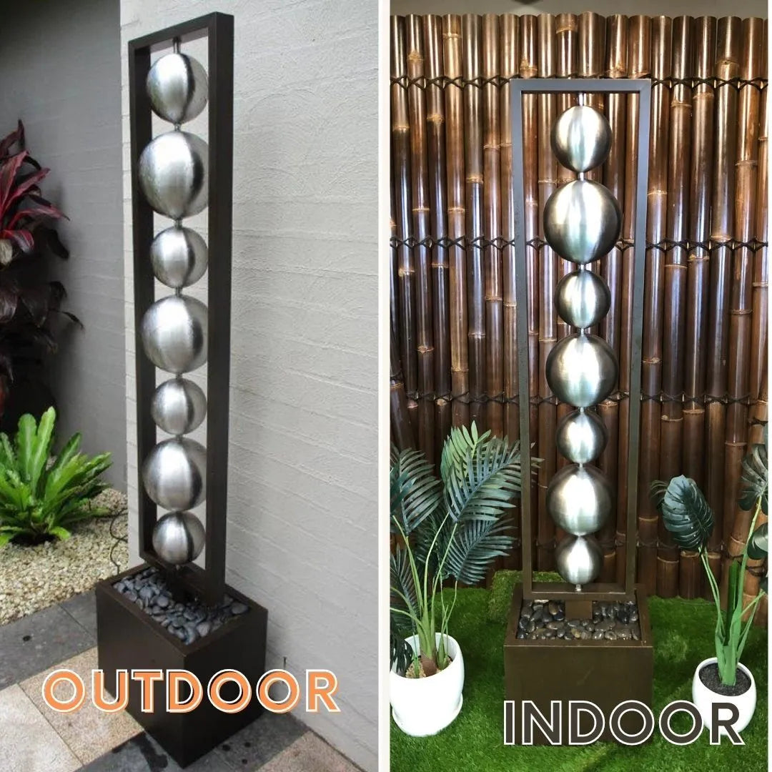 Steel Balls Water Feature with Metal Base