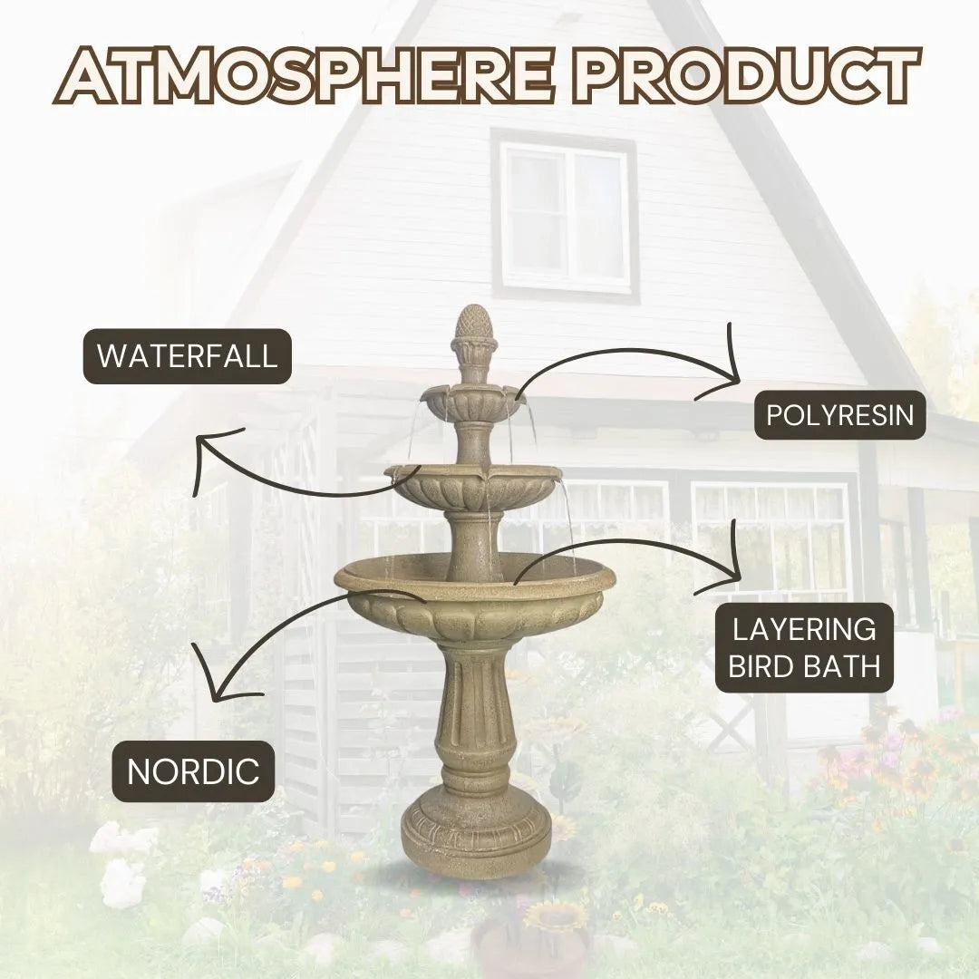 Elegant 3 Tier Birdbath Water Feature