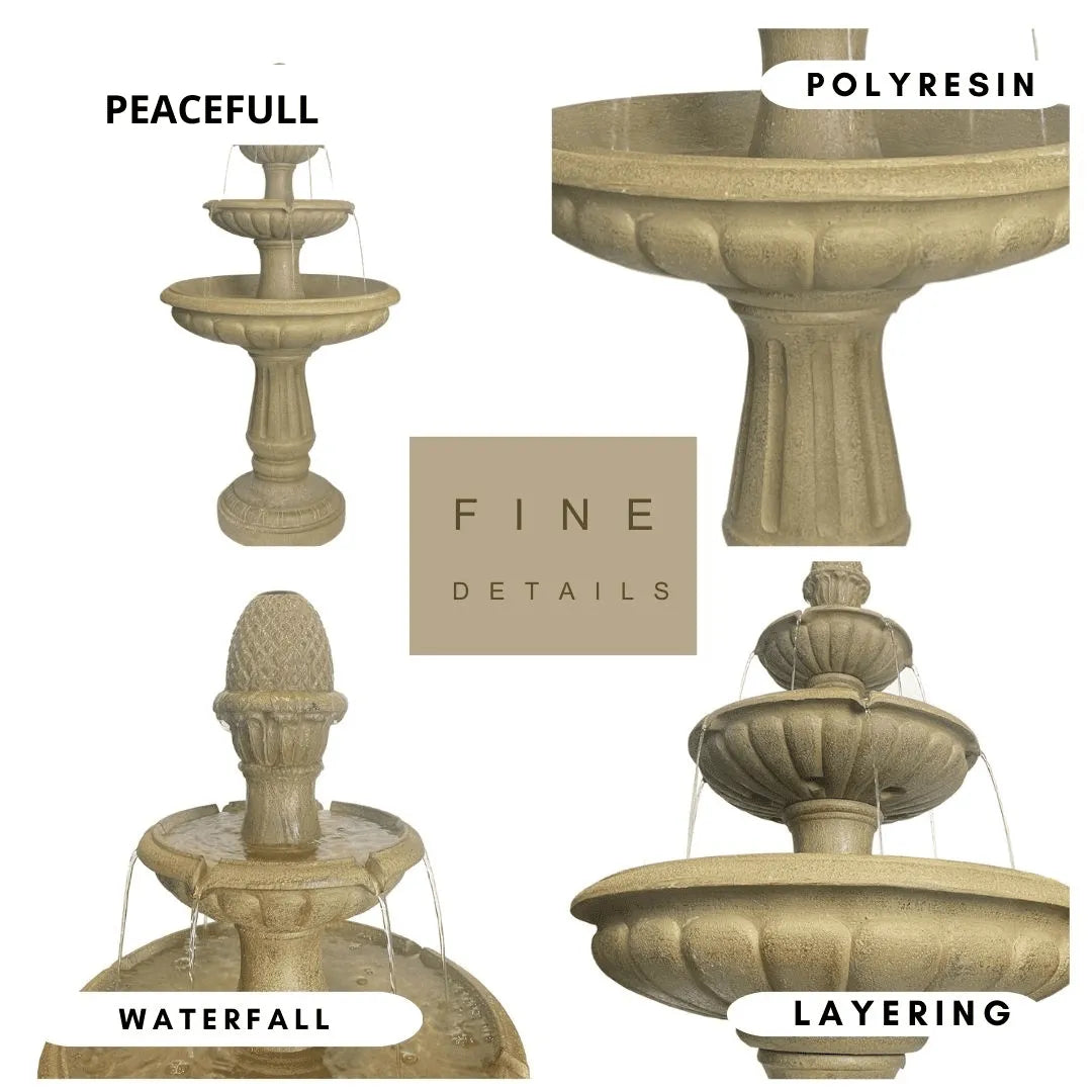 Elegant 3 Tier Birdbath Water Feature