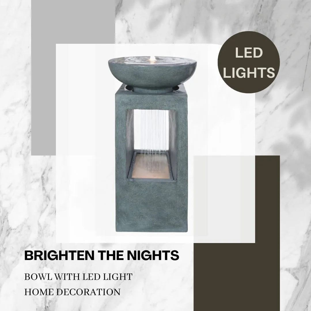 Decorative Rain Curtain Bowl Water Feature with LED light