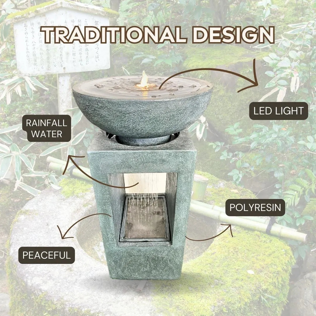 Decorative Rain Curtain Bowl Water Feature with LED light