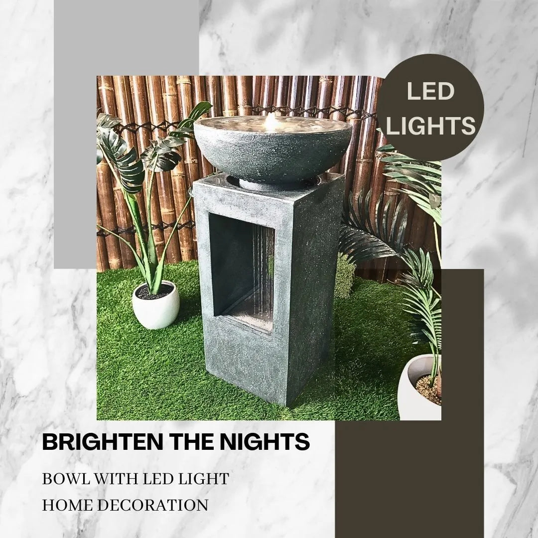 Decorative Rain Curtain Bowl Water Feature with LED light