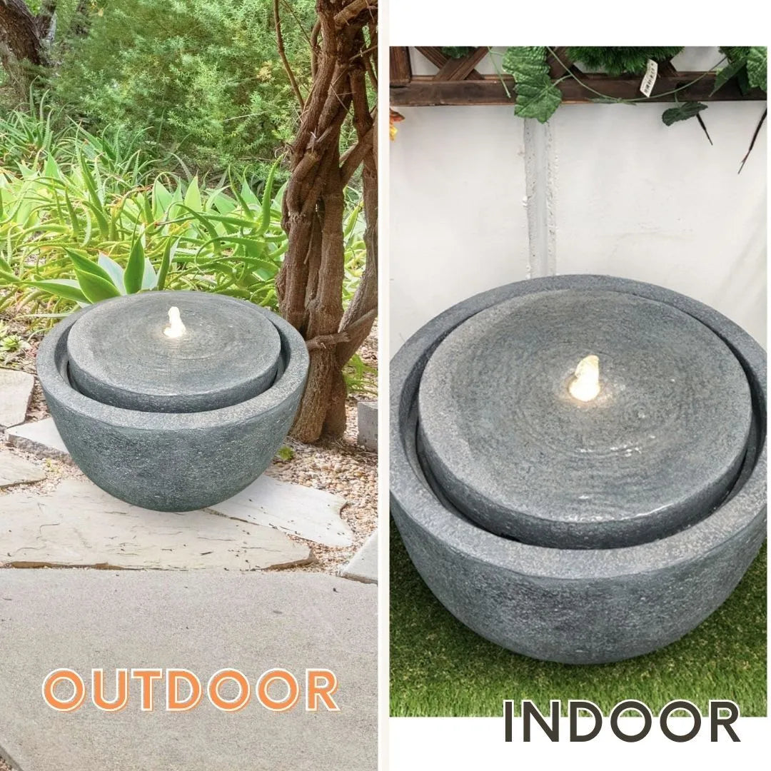 Bubbling Bowl Water Feature with LED Glow