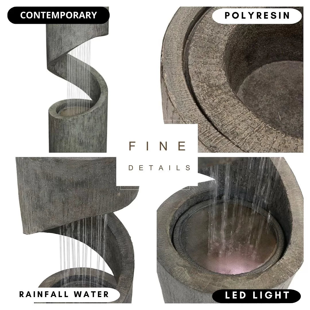 Modern Spiral rain curtain Water Feature with LED Light