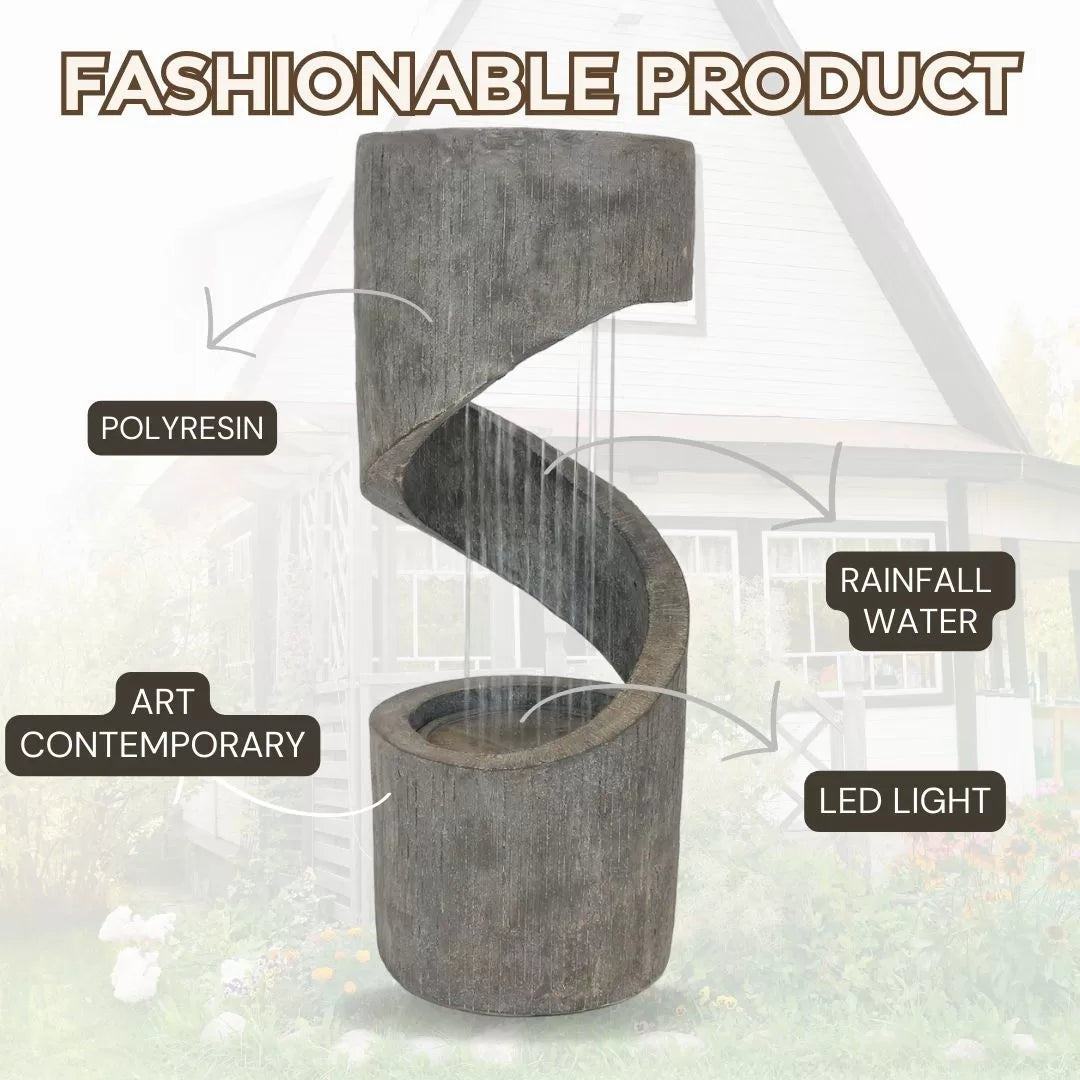 Modern Spiral rain curtain Water Feature with LED Light