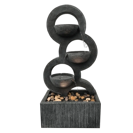 Modern 3 bowl cascading water feature with LED light