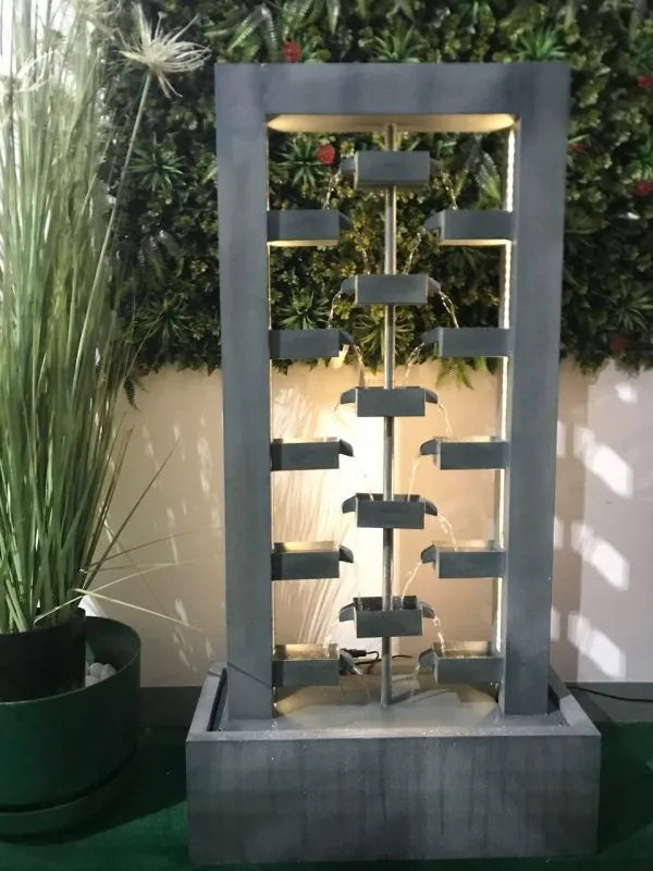 Echofall LED Lighting Cascade Wall Water Feature - Grey
