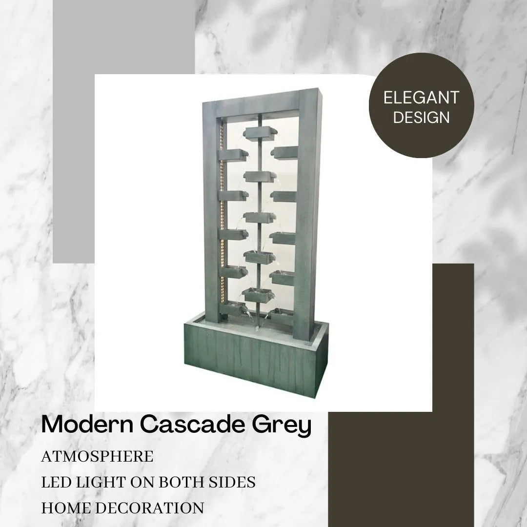 Echofall LED Lighting Cascade Wall Water Feature - Grey