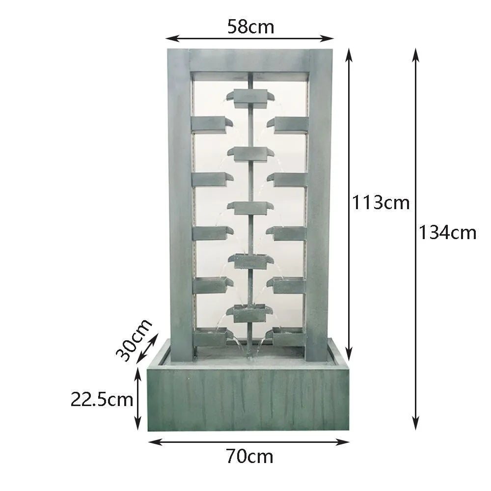 Echofall LED Lighting Cascade Wall Water Feature - Grey