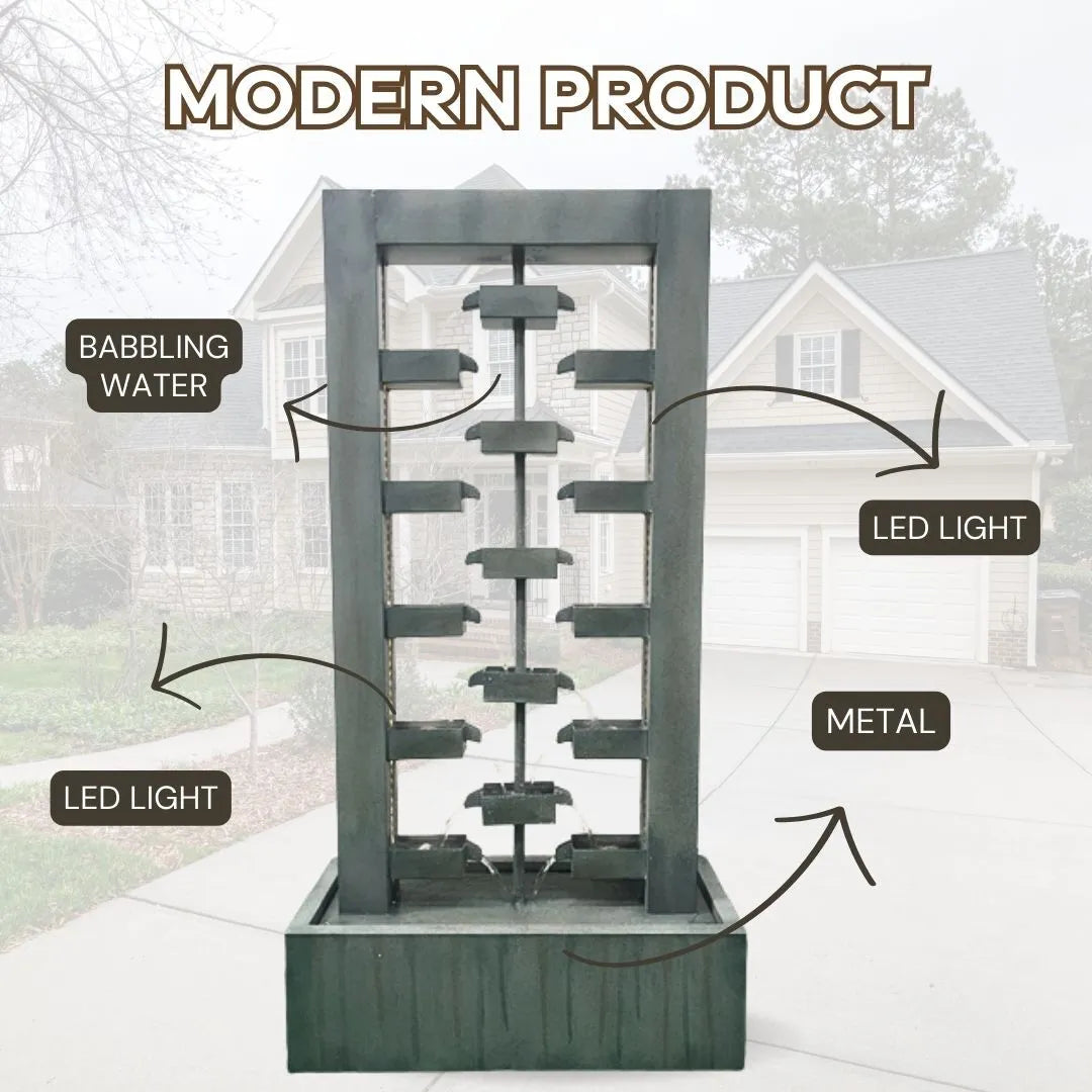 Echofall LED Lighting Cascade Wall Water Feature - Grey