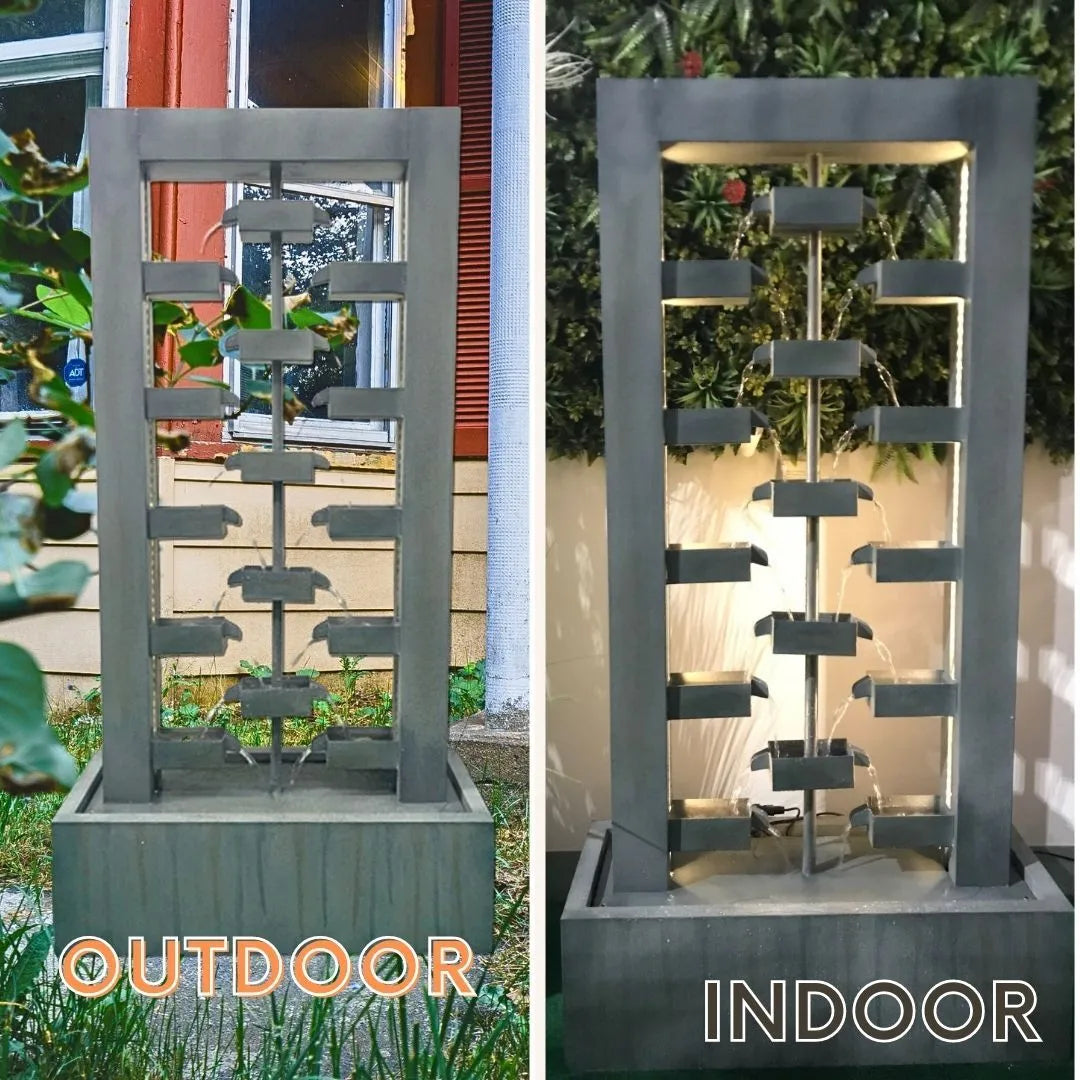 Echofall LED Lighting Cascade Wall Water Feature - Grey