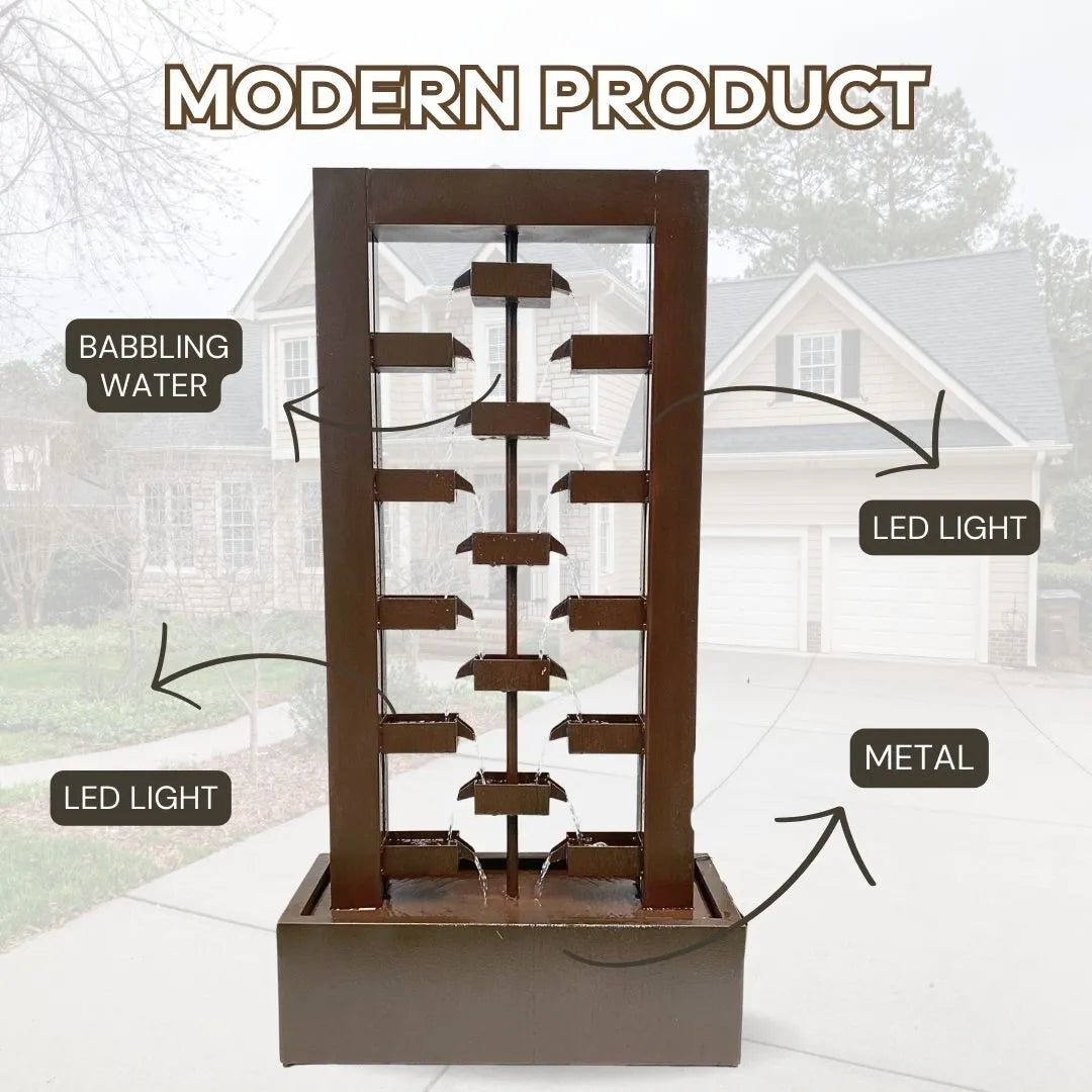 Echofall LED Lighting Cascade Wall Water Feature - Rusty