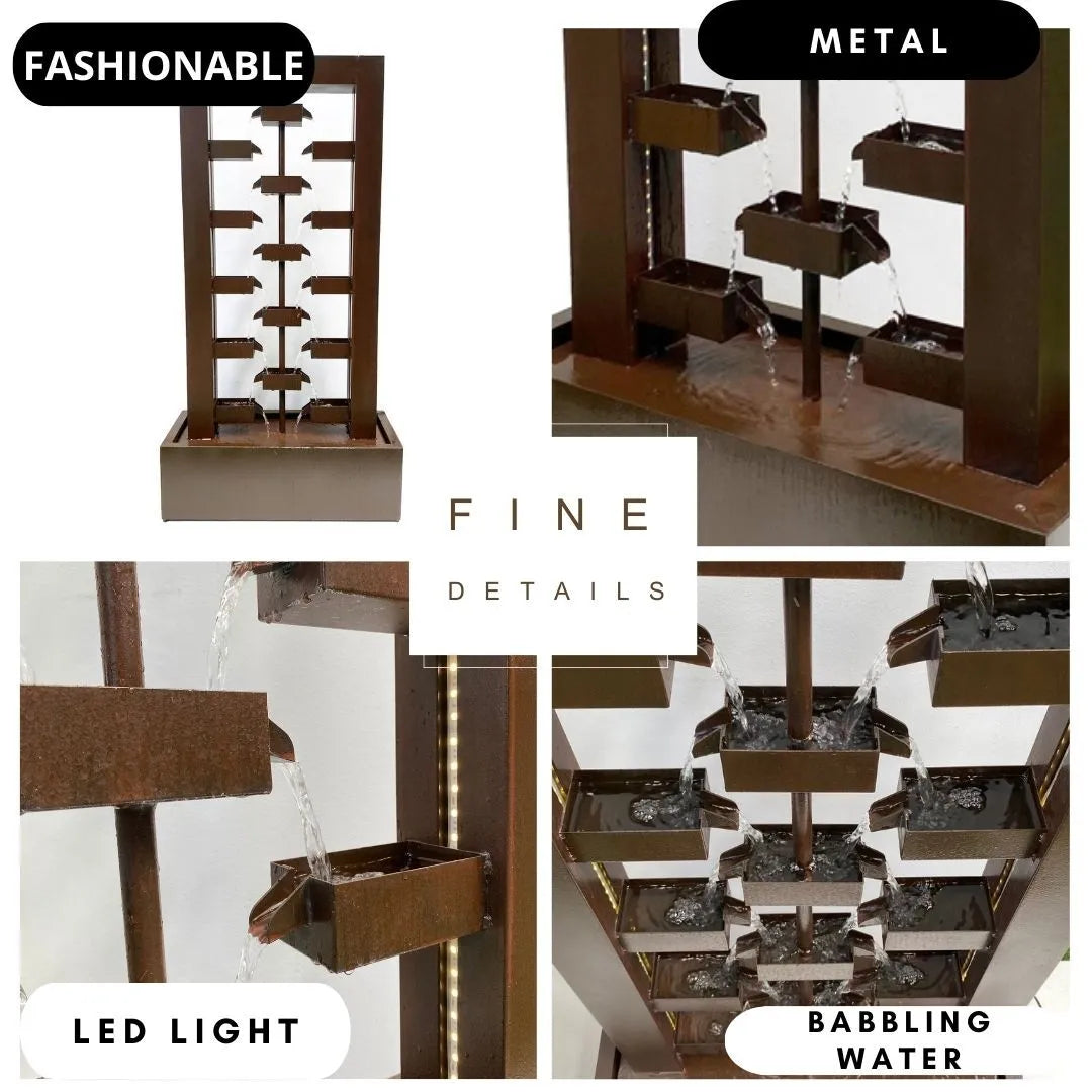 Echofall LED Lighting Cascade Wall Water Feature - Rusty