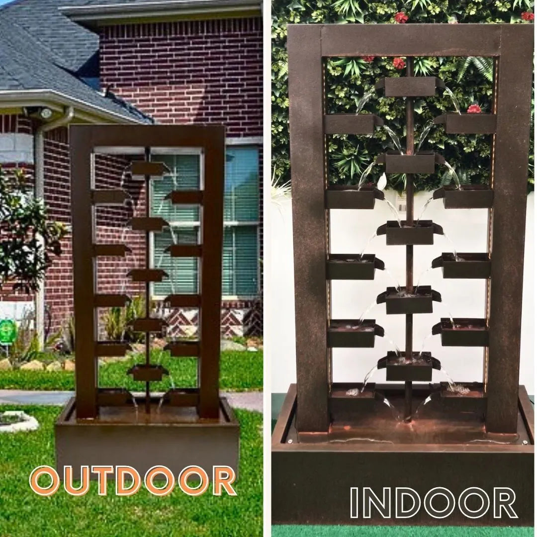 Echofall LED Lighting Cascade Wall Water Feature - Rusty