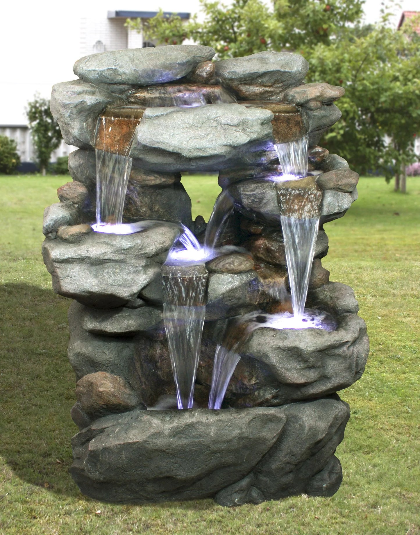 Rustic Stone Rock Water Feature With LED Light