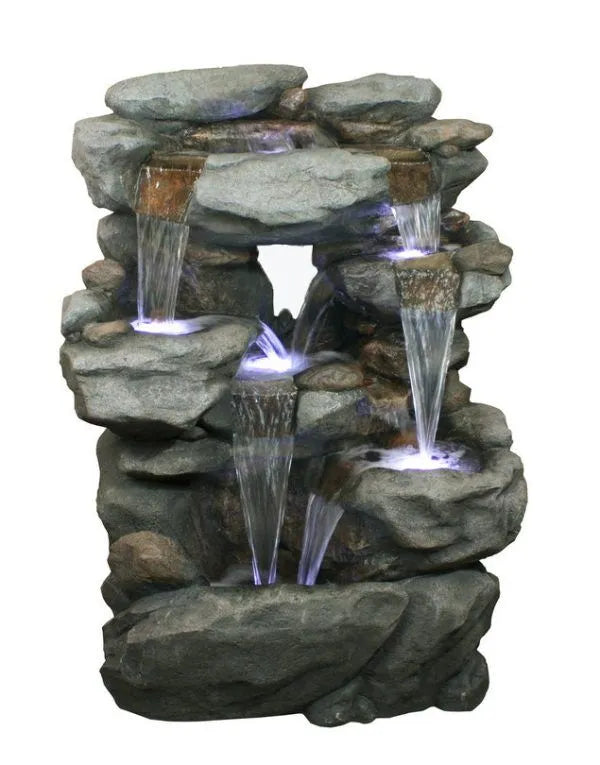 Rustic Stone Rock Water Feature With LED Light
