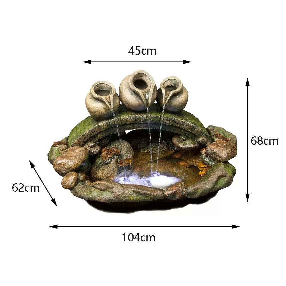 Decorative Rock And Pot Water Feature With LED Light