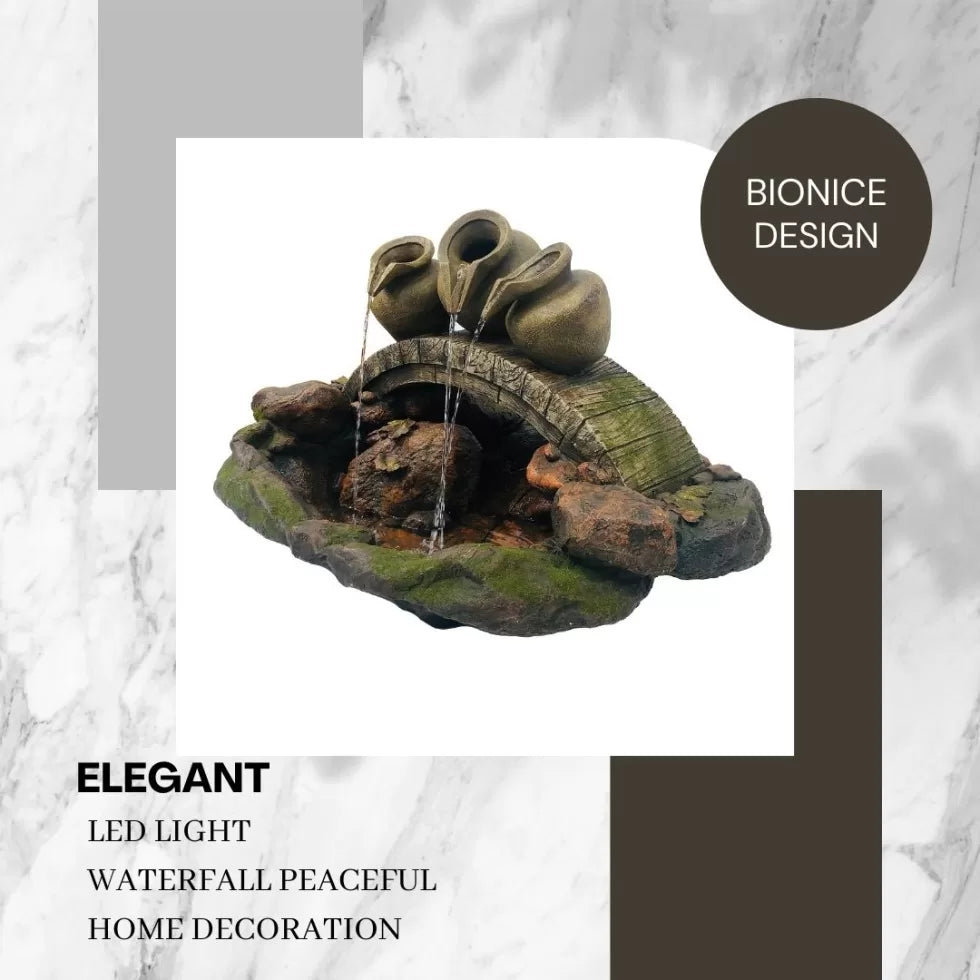 Decorative Rock And Pot Water Feature With LED Light