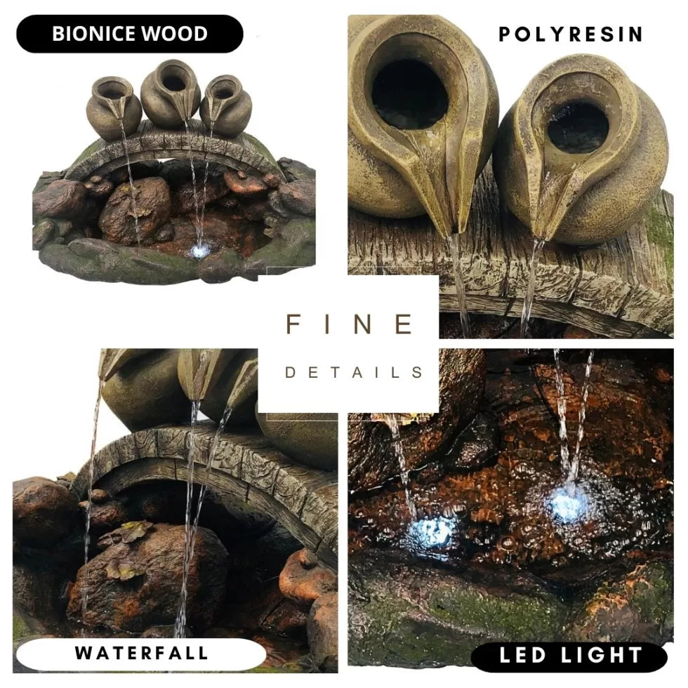 Decorative Rock And Pot Water Feature With LED Light