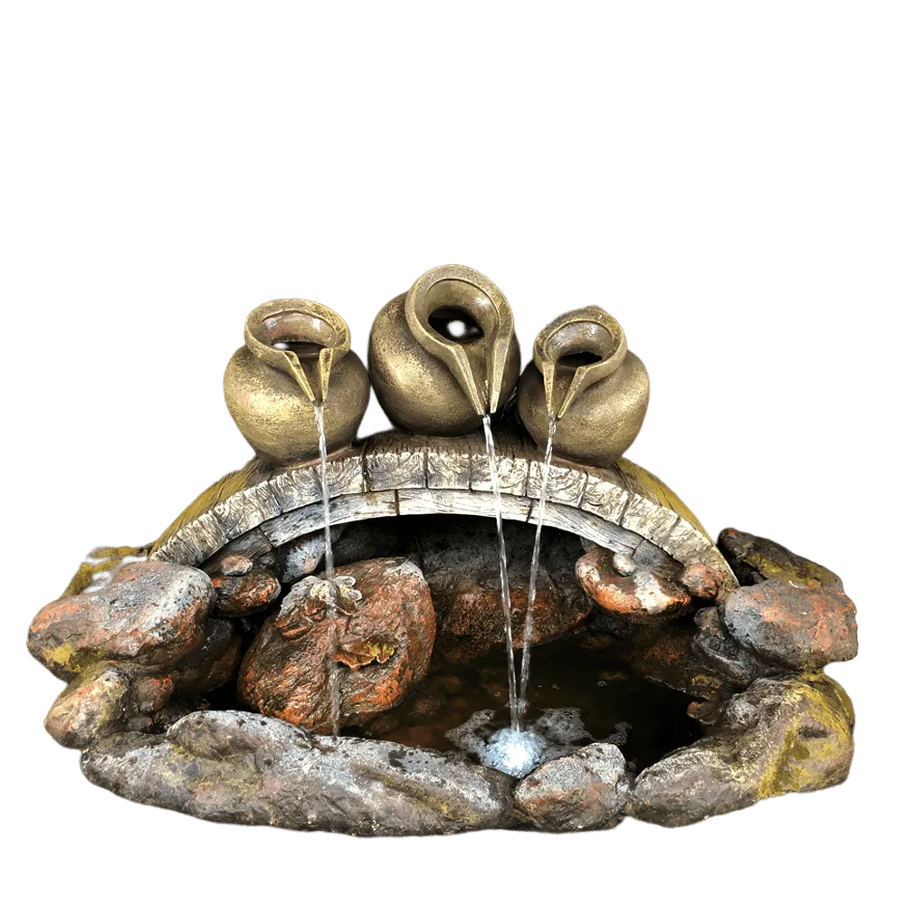 Decorative Rock And Pot Water Feature With LED Light