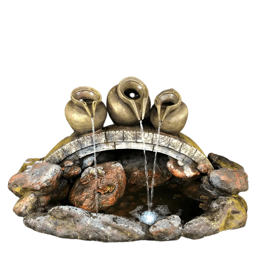 Decorative Rock And Pot Water Feature With LED Light