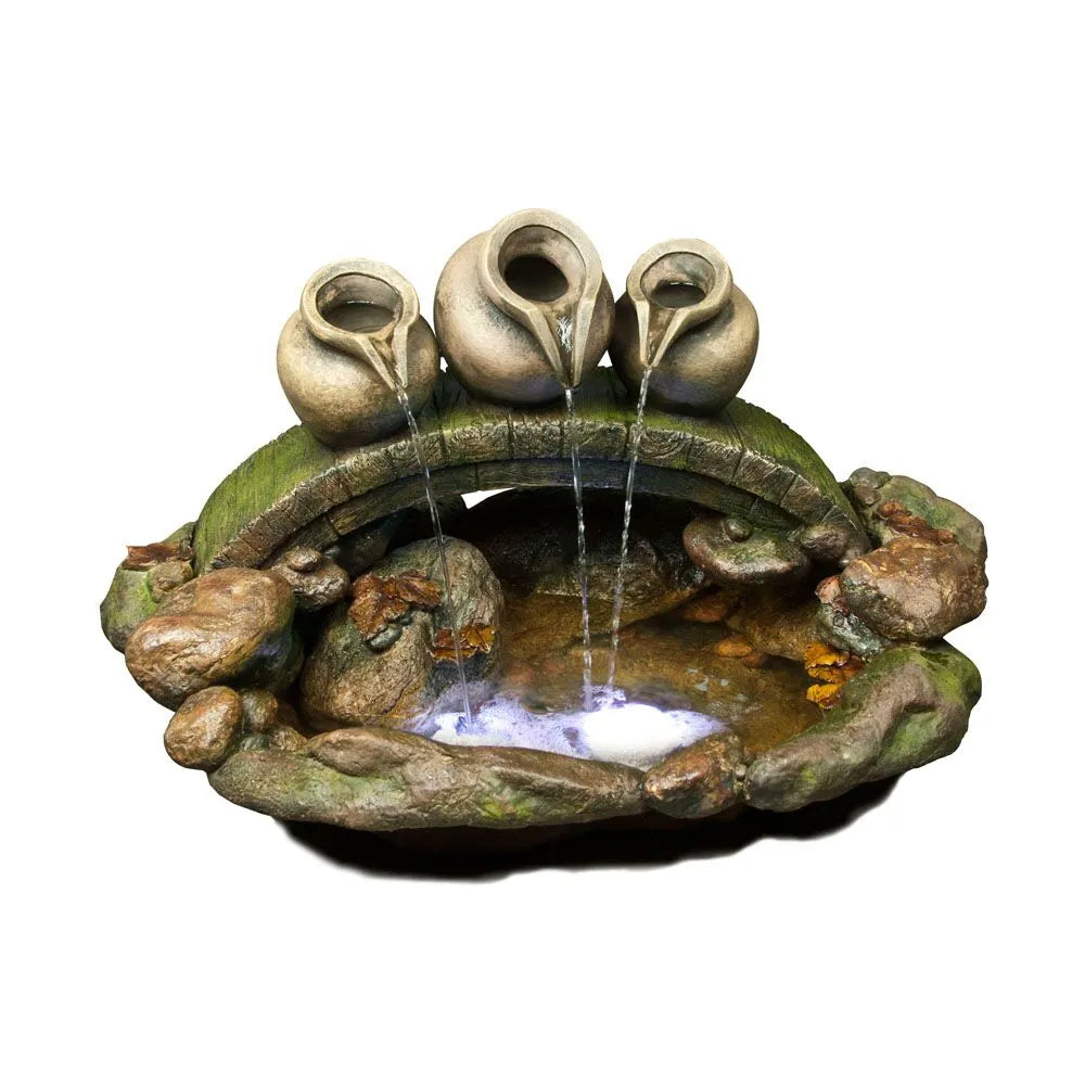 Decorative Rock And Pot Water Feature With LED Light